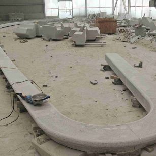 亳州 芝麻白花岗岩弧形花坛石，坐凳石