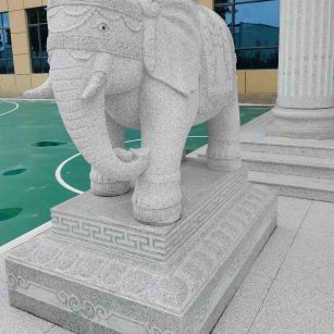 亳州 白麻花岗岩动物异形石雕-大象
