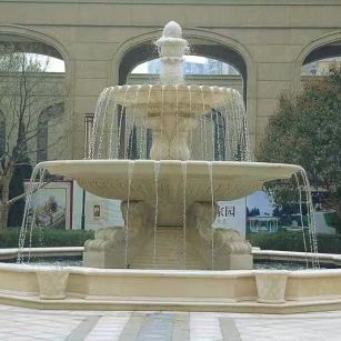 亳州 黄金麻花岗岩异型加工——户外庭院石雕流水喷泉