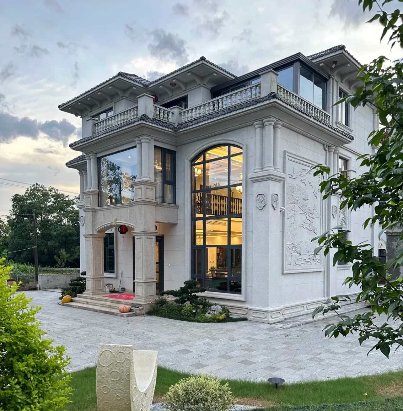 亳州 白麻花岗岩私人别墅干挂石材豪华定制