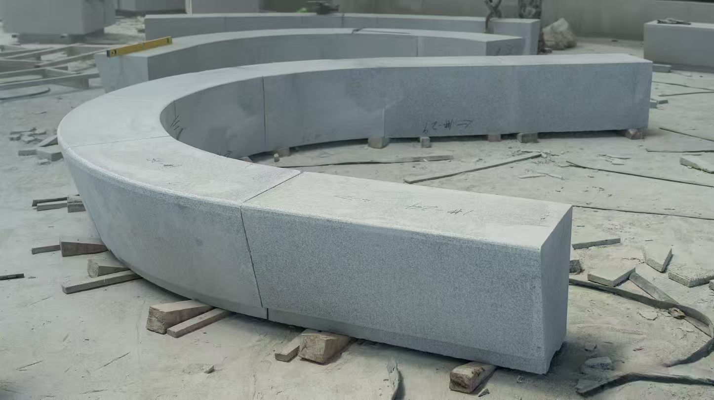 亳州 芝麻白花岗岩光面弧形坐凳