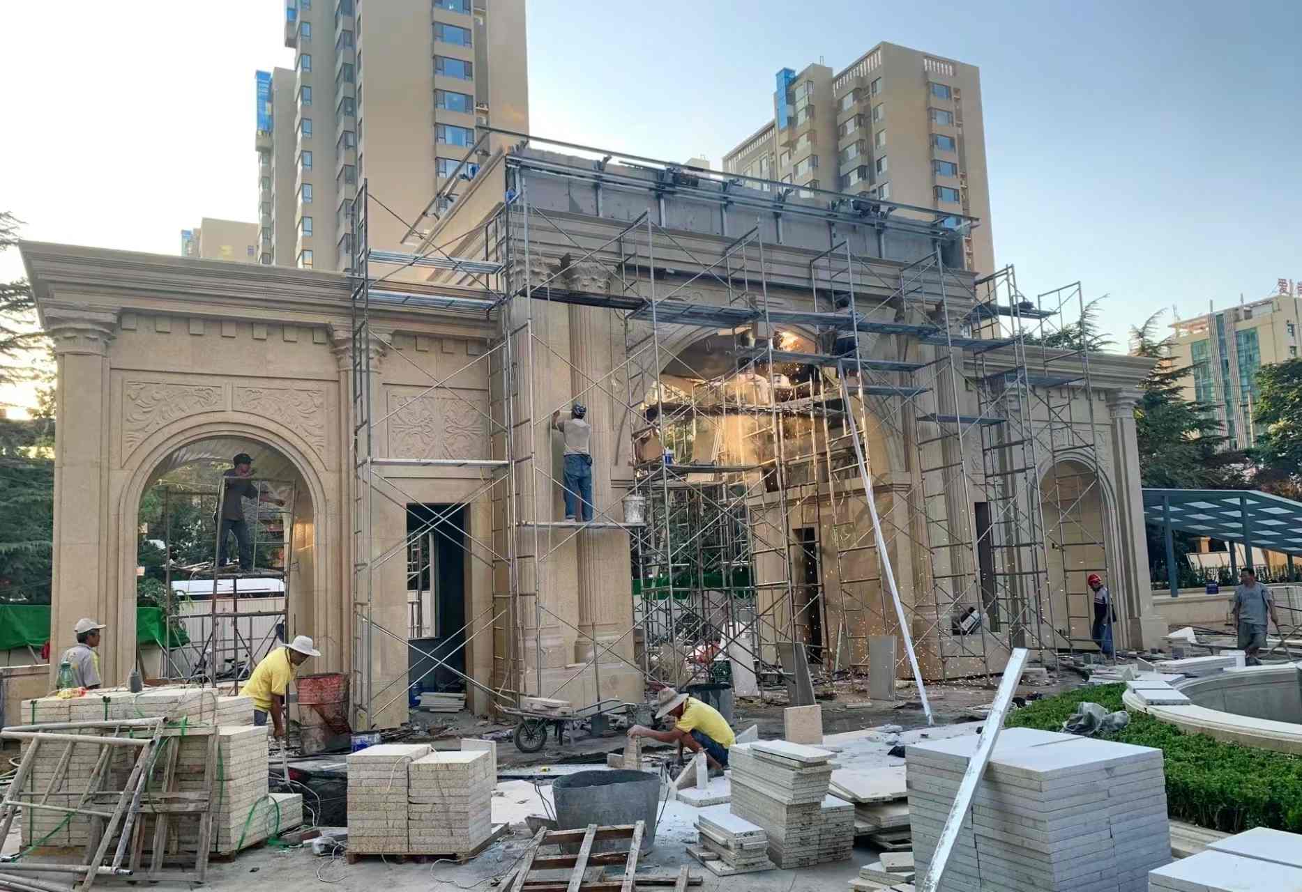 亳州 黄金麻荔枝面花岗岩小区门楼外墙干挂