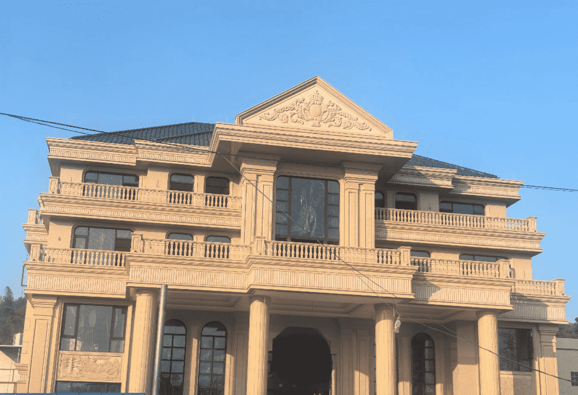 亳州黄金麻别墅外墙干挂石材效果示例